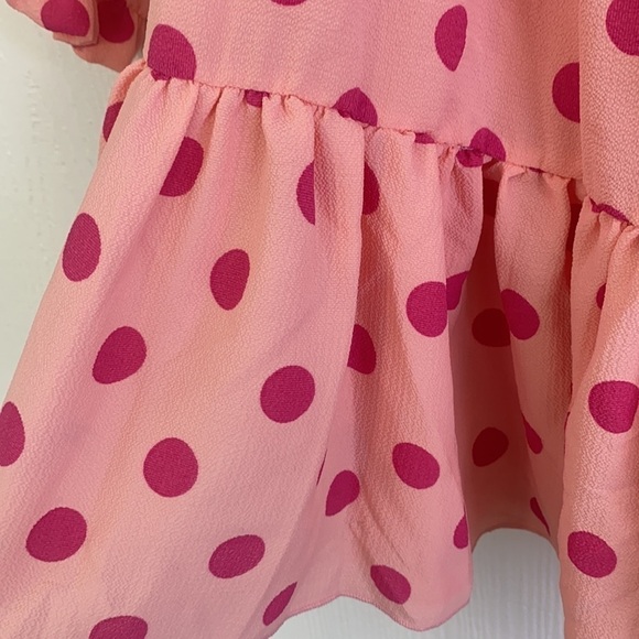 PrettyLittleThing- Dusty Pink Polka Dot Bardot Tie Waist Shift Dress Size 2 - Picture 12 of 13